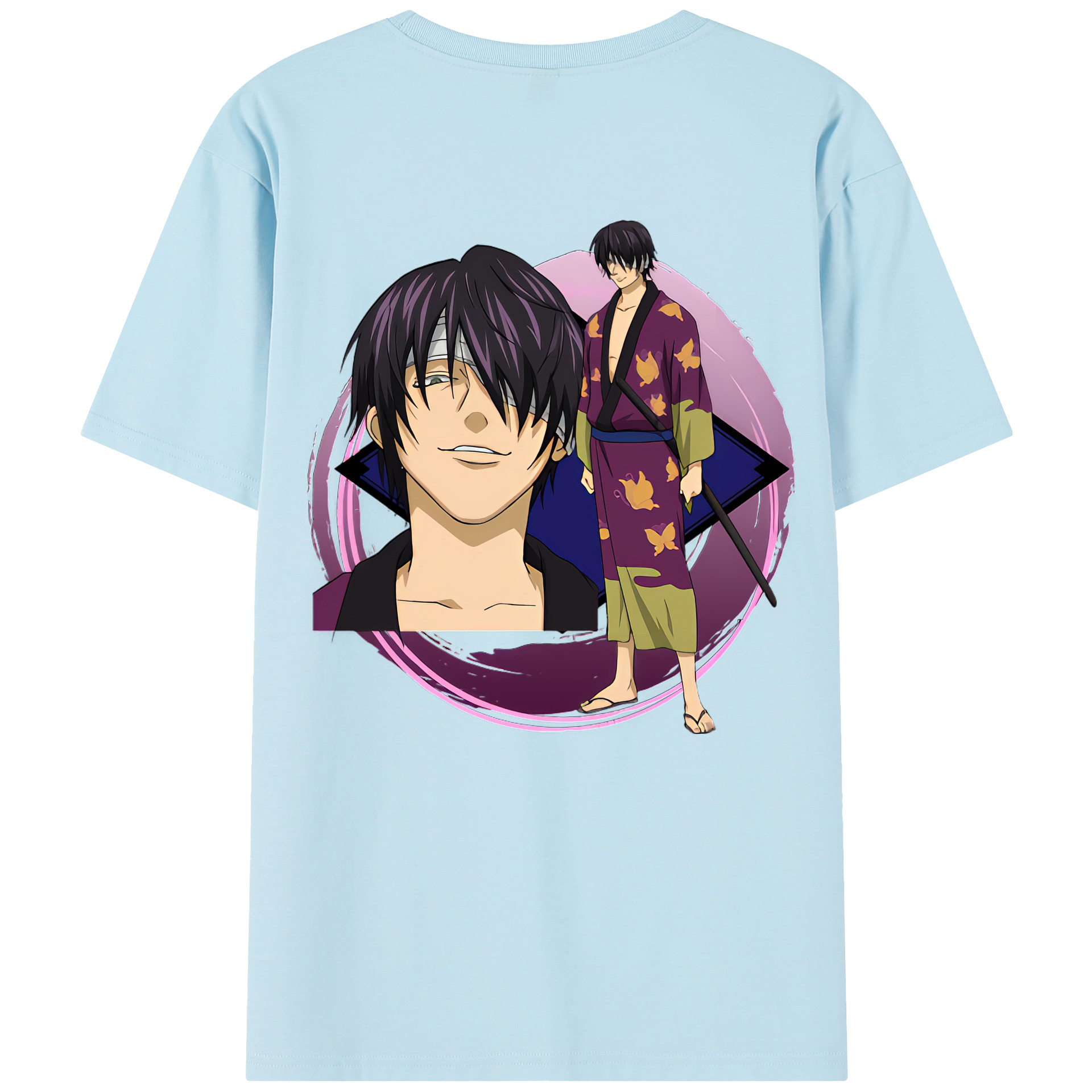 （画像用） ぎんたま 坂田銀時（さかたぎんとき） 神楽 志村新八（しむら しんぱち） GINTAMA Sakata Gintoki Kagura Shimura Shinpachi 綿100％半袖Tシャツ（背面プリント）
